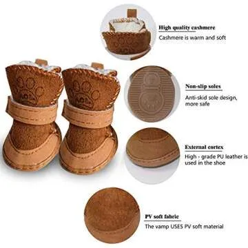 URBEST Dog Shoes with Hook Loop Closure Booties Pet Dog Chihuahua Shoes Boots, 4Pcs (4#, Brown)