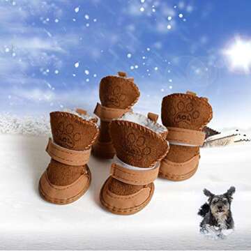URBEST Dog Shoes with Hook Loop Closure Booties Pet Dog Chihuahua Shoes Boots, 4Pcs (4#, Brown)