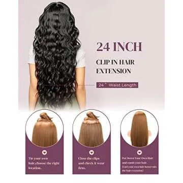 LONAI Clip In Hair Extensions, 6PCS Curly 24" Long Synthetic Clip On Hairpiece For Women Cool Brown with Blonde Highlights