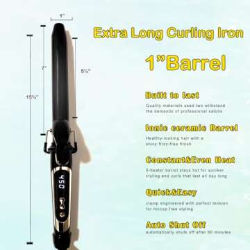 abp 1 Inch Curling Iron Extra Long with Ceramic Coating