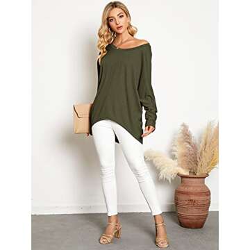 ZANZEA Women's Off-Shoulder Batwing Sleeve Blouse Casual Loose Oversized Baggy T-Shirt Sweater Pullover Top