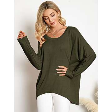 ZANZEA Women's Off-Shoulder Batwing Sleeve Blouse Casual Loose Oversized Baggy T-Shirt Sweater Pullover Top