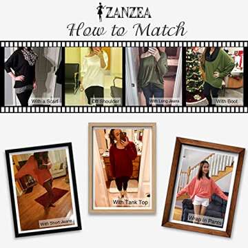 ZANZEA Women's Off-Shoulder Batwing Sleeve Blouse Casual Loose Oversized Baggy T-Shirt Sweater Pullover Top