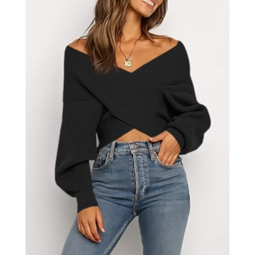 Chic BTFBM Women’s Crossover Sweater for Every Occasion