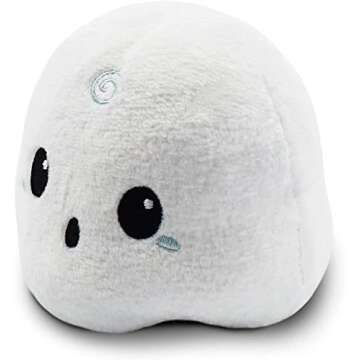 TeeTurtle - The Original Reversible Ghost Plushie - White + Black - Cute Sensory Fidget Stuffed Anim...