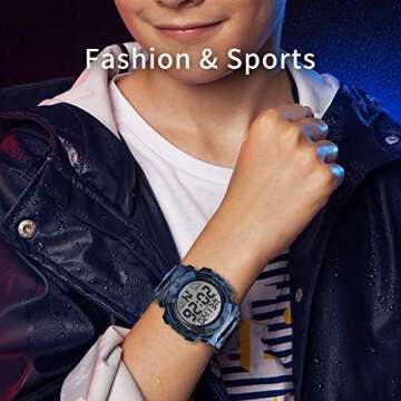 A ALPHA Boys Digital Sport Watch, Waterproof Alarm Calendar Analog for 3-15 Year Olds, Rubber Band, ...