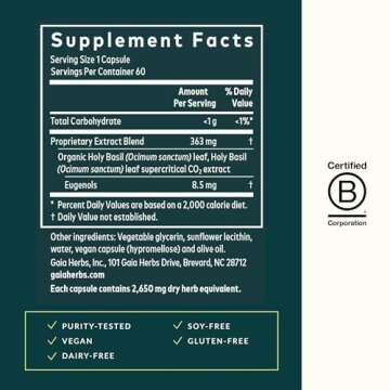 Gaia Herbs Pro Holy Basil Leaf - Stress Support Supplement with Holy Basil - Herbal Supplements to S...