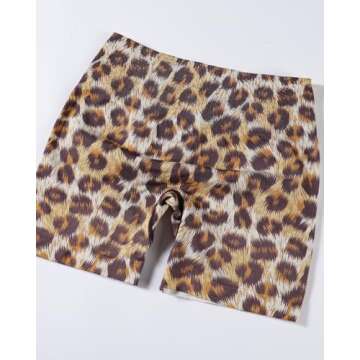 AUROLA Fashion Shorts for Women - Yellow Leopard Activewear