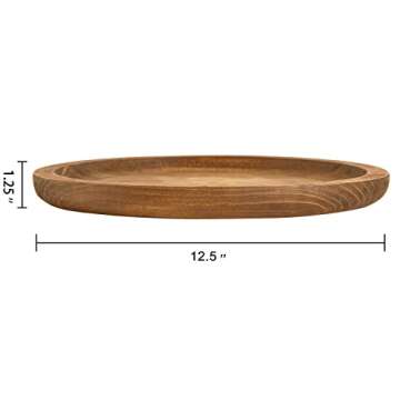 Athaliah Round Wooden Tray Small Decorative Trays,12.5''Small Wood Serving Tray Rustic Round Wood De...