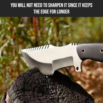 BIGCAT ROAR Handmade Tracker Knife - Full Tang Fixed Blade Hunting Knife with Sheath and Ergonomic Handle - 12″ EDC D2 Steel Outdoor Knife - Black Jaguar