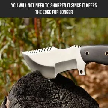 BIGCAT ROAR Handmade Tracker Knife - Full Tang Fixed Blade Hunting Knife with Sheath and Ergonomic Handle - 12″ EDC D2 Steel Outdoor Knife - Black Jaguar