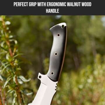 BIGCAT ROAR Handmade Tracker Knife - Full Tang Fixed Blade Hunting Knife with Sheath and Ergonomic Handle - 12″ EDC D2 Steel Outdoor Knife - Black Jaguar