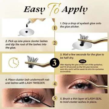 QUEWEL Lash Clusters Glue 10ml Cluster Lashes Glue Black DIY Lash Extensions Glue for Individual Lashes Long-Lasting Eyelash Glue No Irritation, Large Capacity No Shaking(Black-10ml)