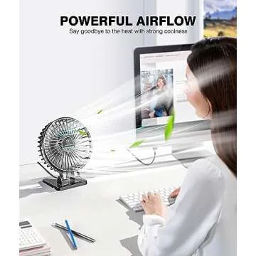 JZCreater USB Desk Fan, Mini Fan Portable, 3 Speeds Desktop Table Cooling Fan, Plug in Power Fan, Ro...