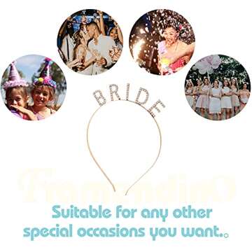 Framendino, Bride Headband Gold Rhinestone Sparkling Crystal Elegant Bridal Crown Bachelorette Headbands for Wedding Party