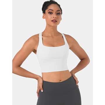 Women's Strappy Sports Bra Criss Cross Back Crop Tank Top Padded Fitness Workout Tops Longline Yoga ...