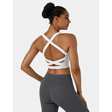 Women's Strappy Sports Bra Criss Cross Back Crop Tank Top Padded Fitness Workout Tops Longline Yoga Bras