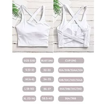 Women's Strappy Sports Bra Criss Cross Back Crop Tank Top Padded Fitness Workout Tops Longline Yoga Bras