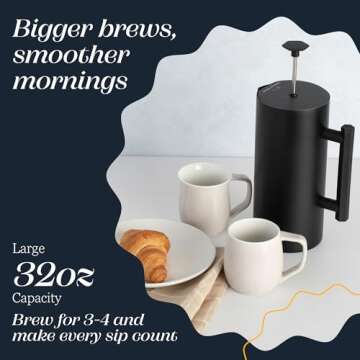 ESPRO P6 French Press Coffee Maker, Stainless Steel 32 oz