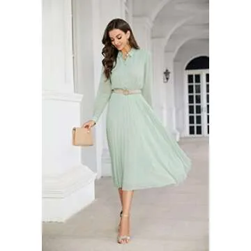 Elegant AbleTree Midi Shirt Dress for Women in Mint Green