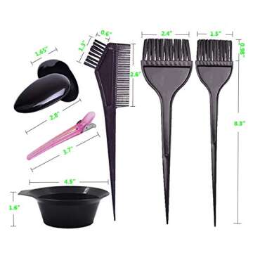 Pcxino 30Pcs 6Sets Hair Dye Color Brush,Bowl,Ear Cover,and Hair Clip Sets,Perfect Tools for DIY Salo...