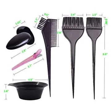 Pcxino 30Pcs 6Sets Hair Dye Color Brush,Bowl,Ear Cover,and Hair Clip Sets,Perfect Tools for DIY Salo...
