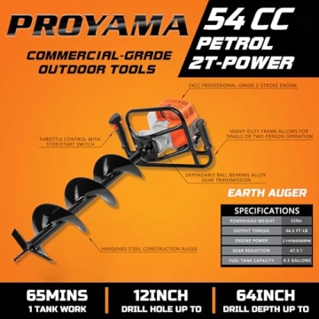 PROYAMA 54cc Gas Post Hole Digger EPA Certified Warranty