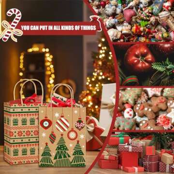 Vellibring Kraft Christmas Gift Bags - 24 pcs for Gifting