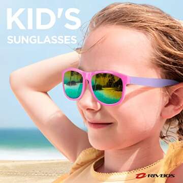 RIVBOS kids Sunglasses Girls with Strap Polarized UV Protection Flexible Shades for Baby and Childre...