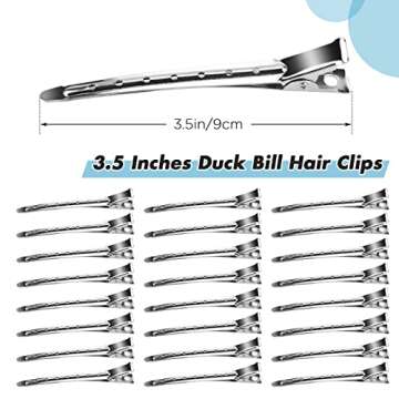 Neworkg 50pcs 3.5 Inches Duck Bill Hair Clips, Superior Silver Alligator Curl Clips with Holes, Hair...