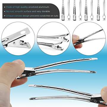 Neworkg 50pcs 3.5 Inches Duck Bill Hair Clips, Superior Silver Alligator Curl Clips with Holes, Hairdressing Salon Hair Grip, DIY Accessories Hairpins for Women and Girls
