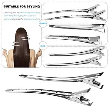 Neworkg 50pcs 3.5 Inches Duck Bill Hair Clips, Superior Silver Alligator Curl Clips with Holes, Hairdressing Salon Hair Grip, DIY Accessories Hairpins for Women and Girls