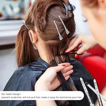 Neworkg 50pcs 3.5 Inches Duck Bill Hair Clips, Superior Silver Alligator Curl Clips with Holes, Hairdressing Salon Hair Grip, DIY Accessories Hairpins for Women and Girls