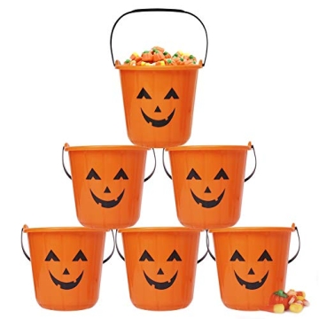 Zcaukya Halloween Pumpkin Trick Treat Bucket Set - 6 Pack Fun and Durable