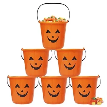 Zcaukya Halloween Pumpkin Trick Treat Bucket Set - 6 Pack Fun and Durable