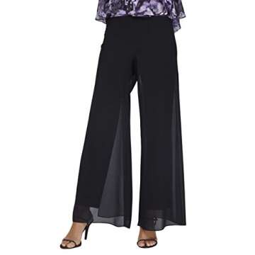 Alex Evenings Women's Elegant Wide Leg Chiffon Dress Pants for Mother of The Bride