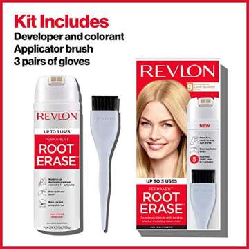 Revlon Permanent Hair Color, Permanent Hair Dye, At-Home Root Erase with Applicator Brush for Multiple Use, 100% Gray Coverage, Medium Brown (5), 3.2 Fl Oz
