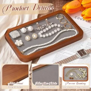 CroBlissful Solid Wood Jewelry Display Tray Set - 2 Pack