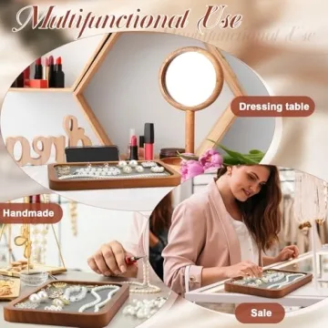 CroBlissful Solid Wood Jewelry Display Tray Set - 2 Pack