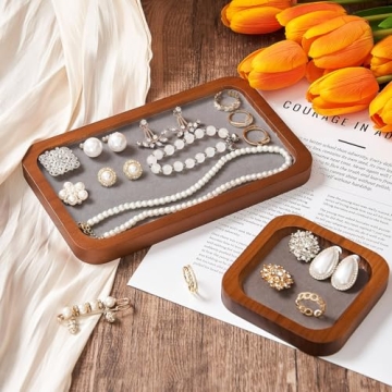 CroBlissful Solid Wood Jewelry Display Tray Set - 2 Pack