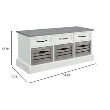Coaster Home Furnishings Alma 3-Drawer Storage Bench White and Weathered Grey