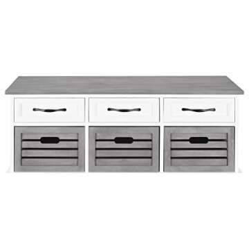 Coaster Home Furnishings Alma 3-Drawer Storage Bench White and Weathered Grey
