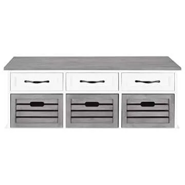 Alma 3-Drawer Storage Bench in White and Grey
