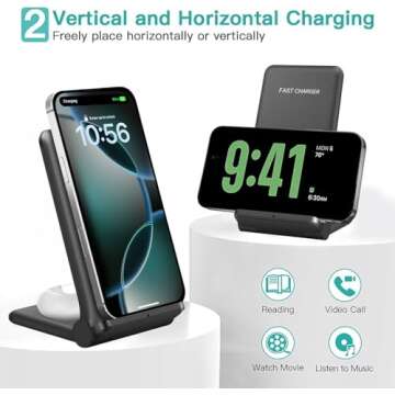25W Wireless Charger,Foldable 2 in 1 Wireless Charging Station for Apple iPhone 16/16 Pro/15/14/13/1...