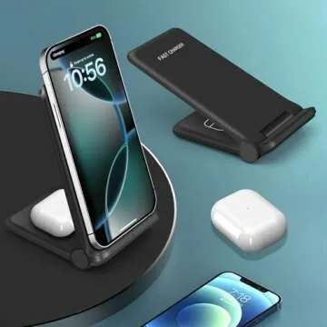 25W Wireless Charger,Foldable 2 in 1 Wireless Charging Station for Apple iPhone 16/16 Pro/15/14/13/12/11/Plus/SE/X/Airpods,PDKUAI 15W Fast Dual Wireless Induction Charge Stand for Samsung/LG