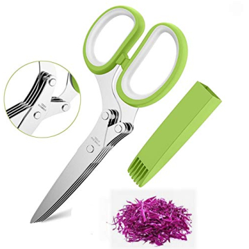 VOFO Herb scissors Stainless Steel Multipurpose Kitchen Shear with 5 Blades and Cover