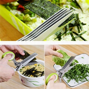 VOFO Herb scissors Stainless Steel Multipurpose Kitchen Shear with 5 Blades and Cover