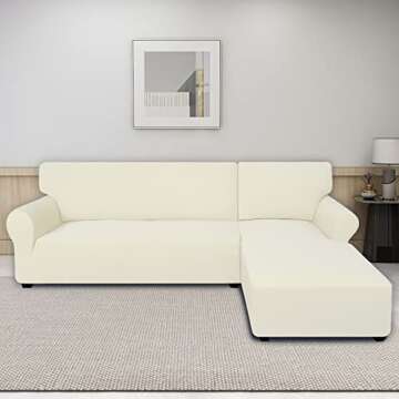 PureFit Super Stretch Sectional Couch Covers, Spandex, Non Slip - 2 pcs Covers with Elastic Bottom f...