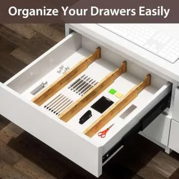 Drawer Divider, 4 PCS Bamboo Drawer Dividers Organizers, Adjustable Drawer Dividers for Clothes, Kitchen Drawer Divider, Dresser Drawer Divider, Drawer Separators, 12.9"-17" Expandable Drawer Divider