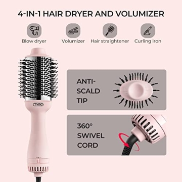 TYMO Pink Volumizer Hair Dryer Brush for Effortless Styling
